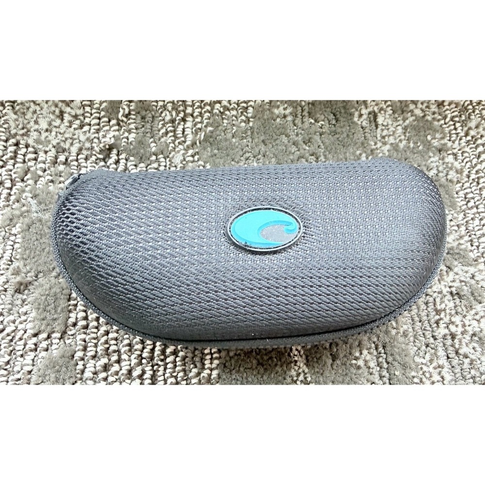 Costa Glass Case Nylon Clamshell Zippered Black Del Mar Glasses Blue Logo